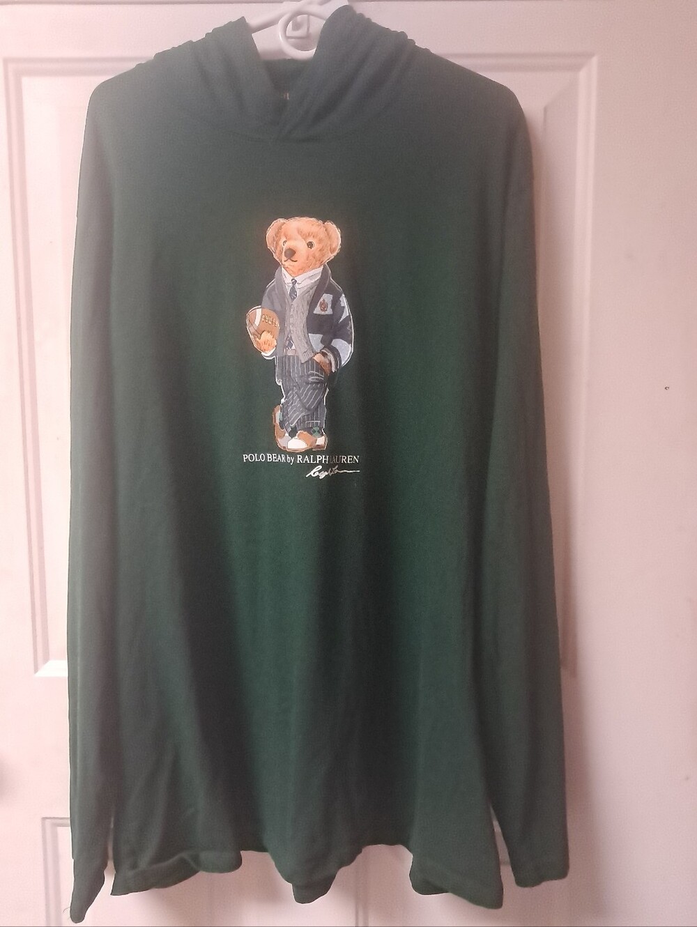 Polo Ralph Lauren Mens XXL Big Polo Bear Pullover Henley Hoodie. Green